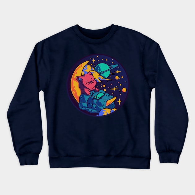 cute cat sleeping Crewneck Sweatshirt by A Comic Wizard